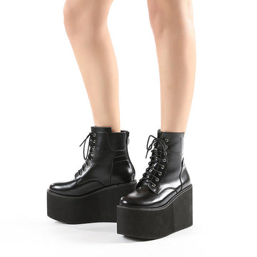 Bottom Martin Boots Coarse And Waterproof Table Side Zipper High Heel Short Boots Wearing Female Boots High Quality Shoes